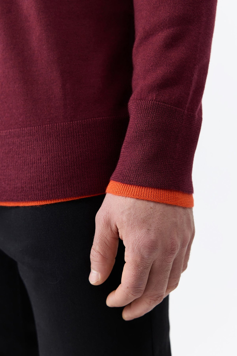 Wells Knit Sweater in Bordeaux & Spice Cashmere Silk 6