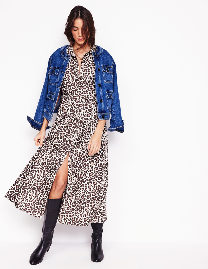 Alexa Maxi Shirt Dress-Sandpiper Beige, Cheetah Pop 5