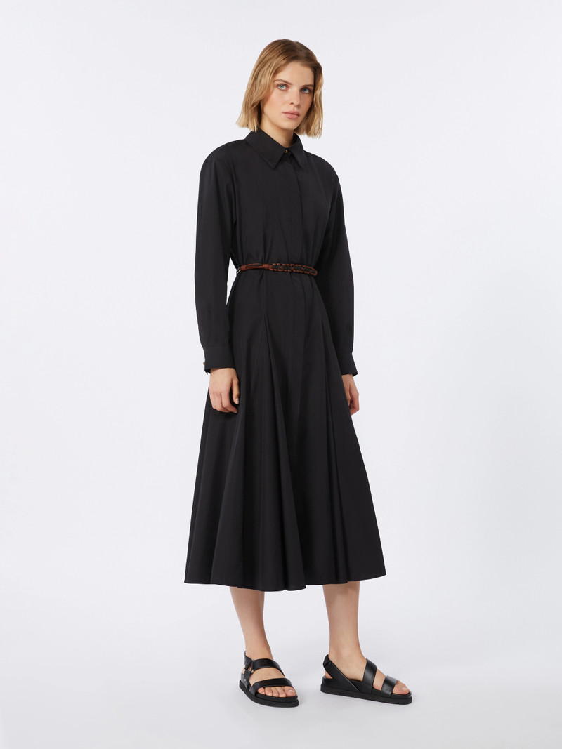 AFFETTO Long poplin shirt dress - BLACK 3