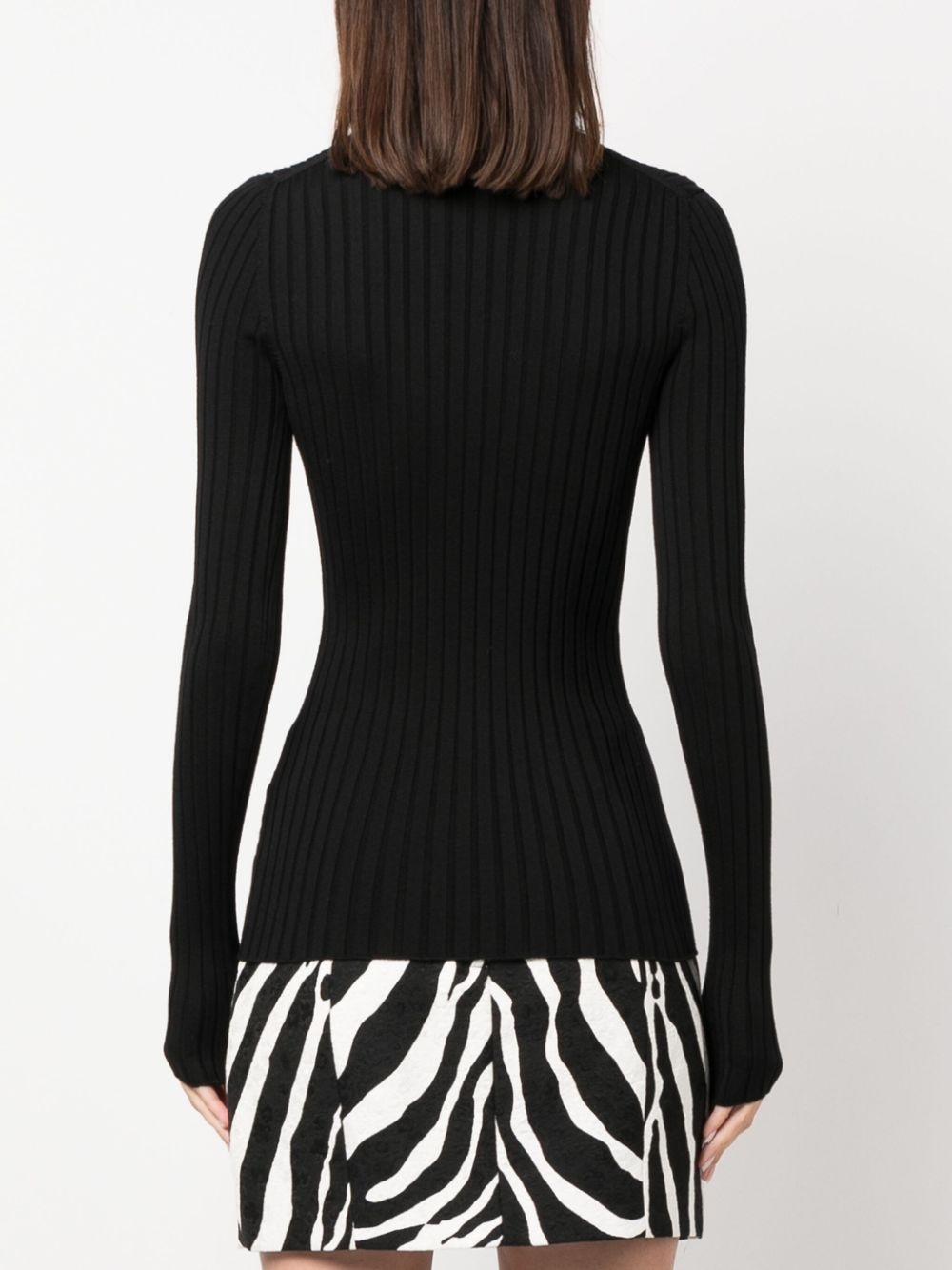 logo-plaque wool-blend top - 4