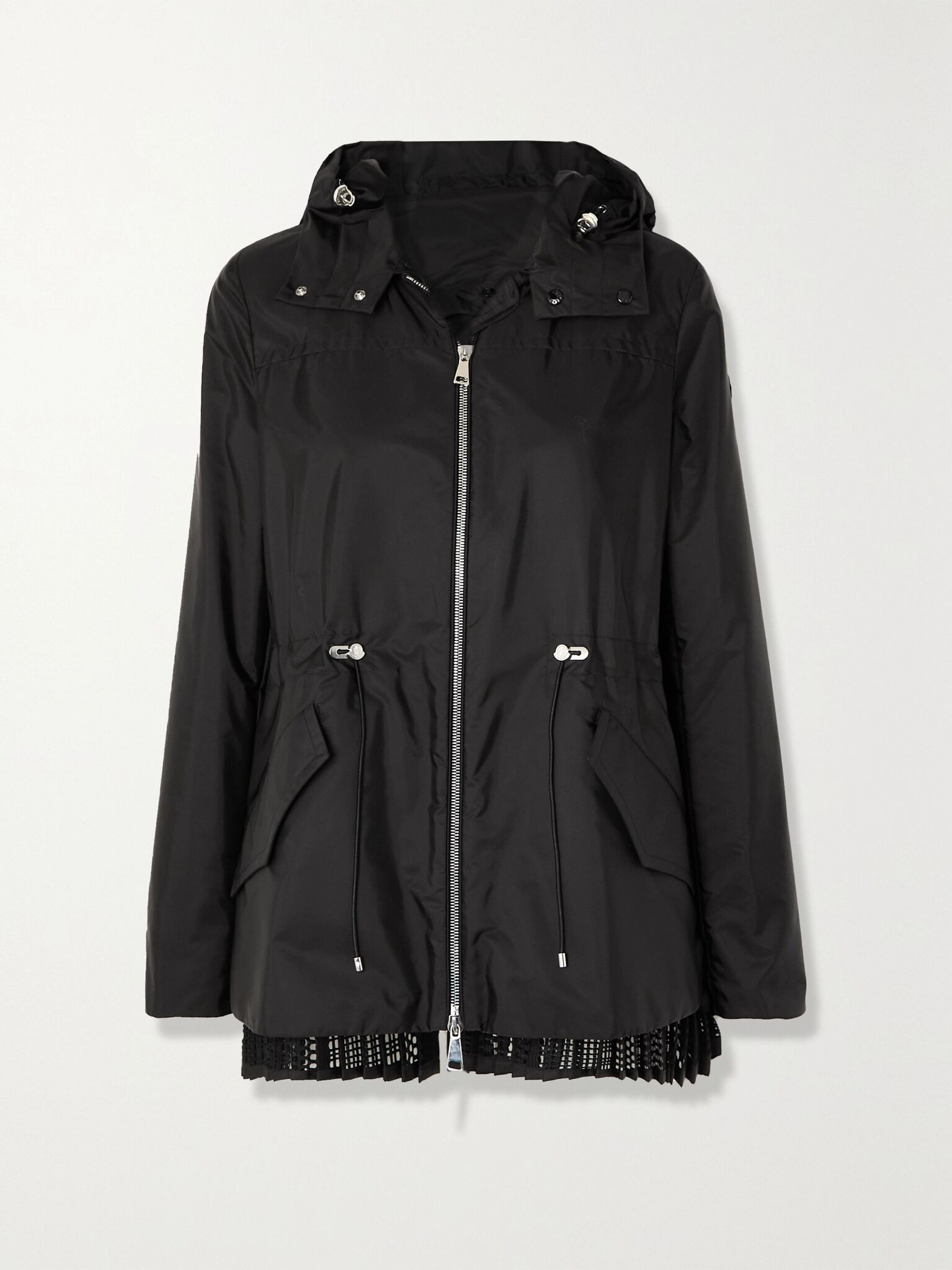 Baaba crocheted lace-trimmed shell parka Black - 1
