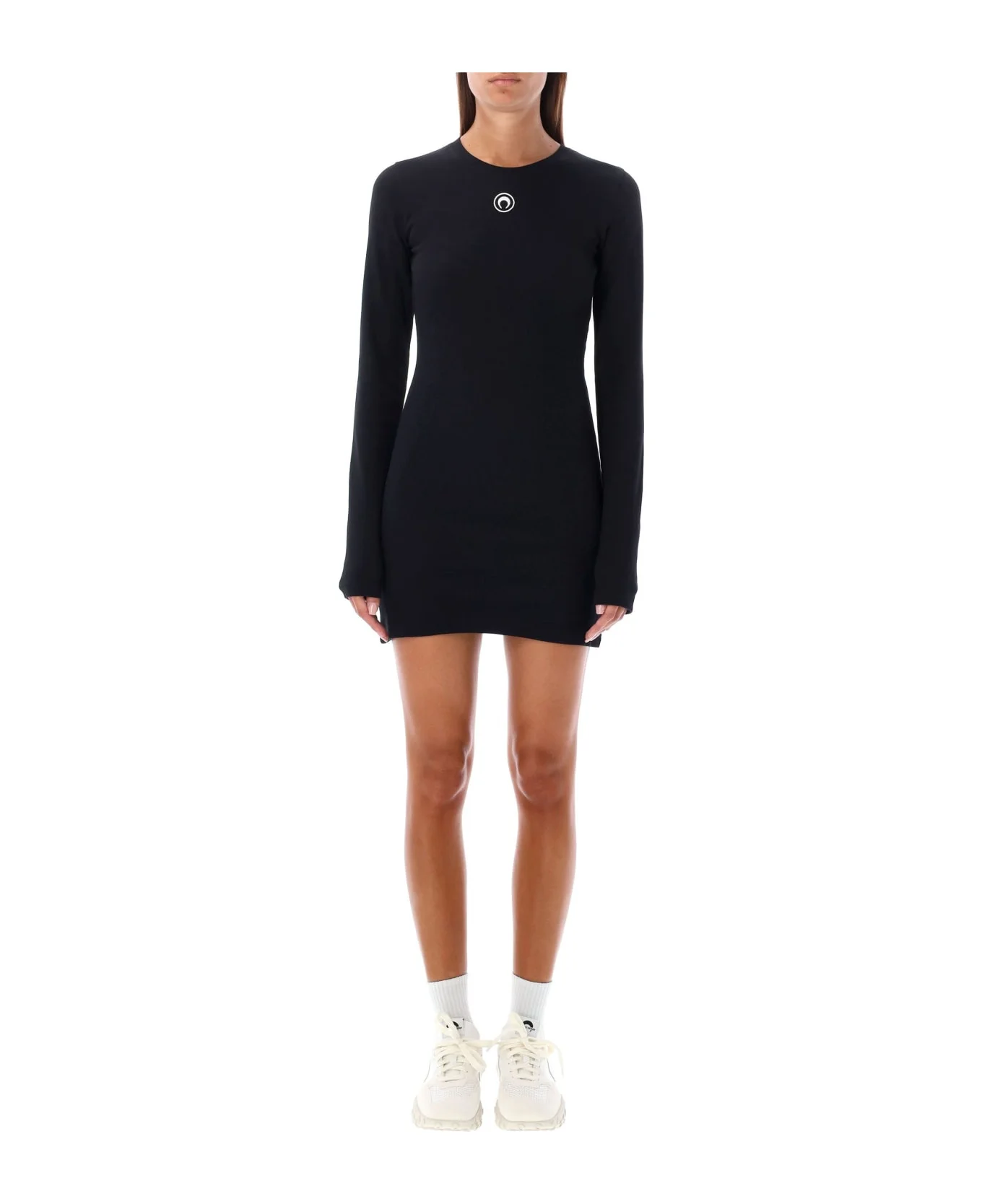 Marine Serre Mini Jersey Long-sleeved Crewneck Dress - 1