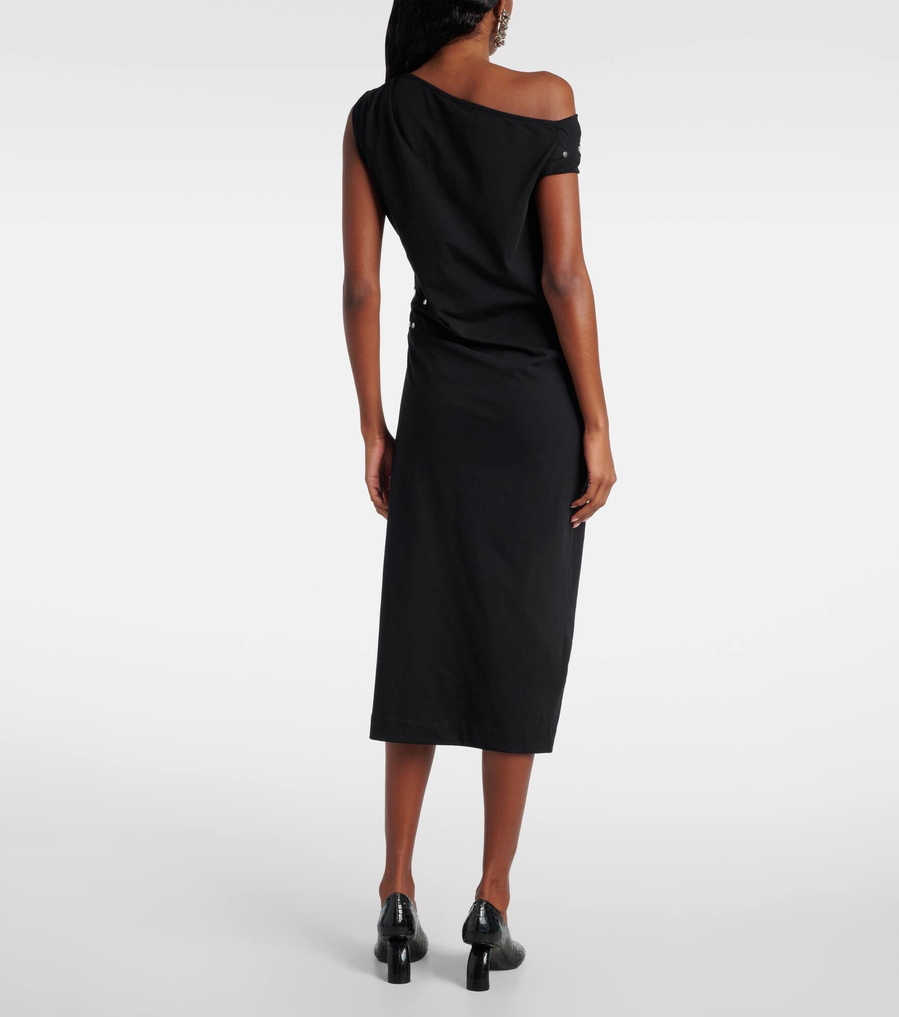 Gathered embellished jersey midi dress - 3