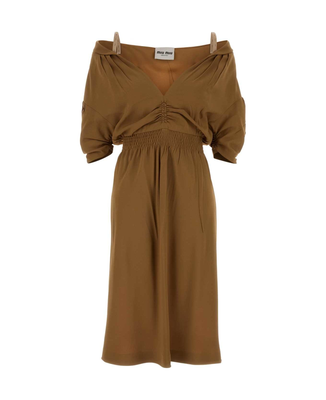 Camel Crepe Dress - 1