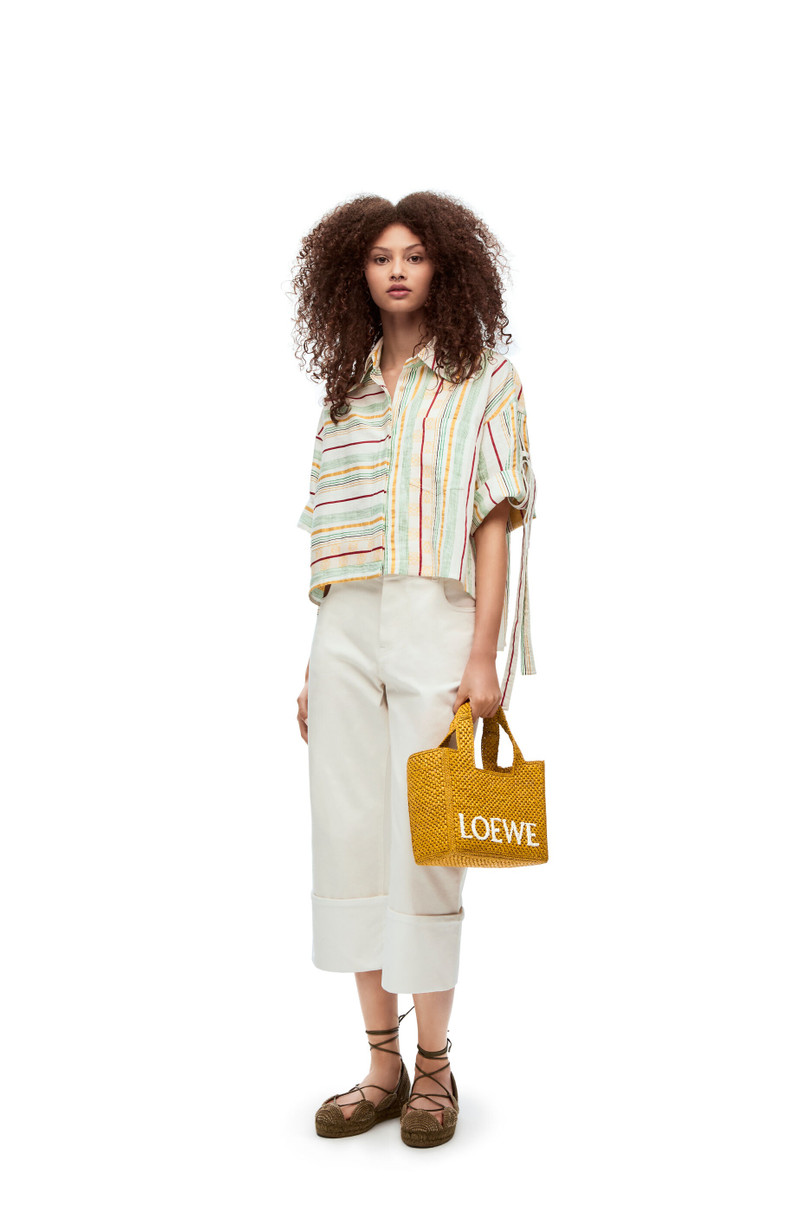 Loewe Small LOEWE Font Tote in raffia outlook