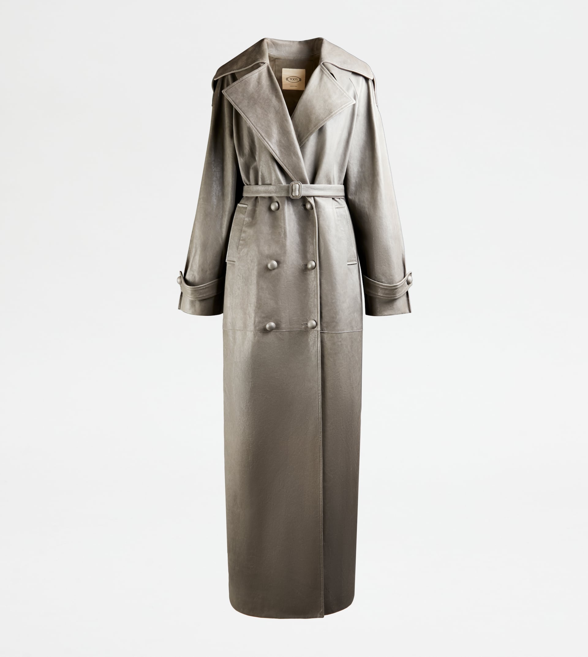 TRENCH COAT IN LEATHER - GREY - 1