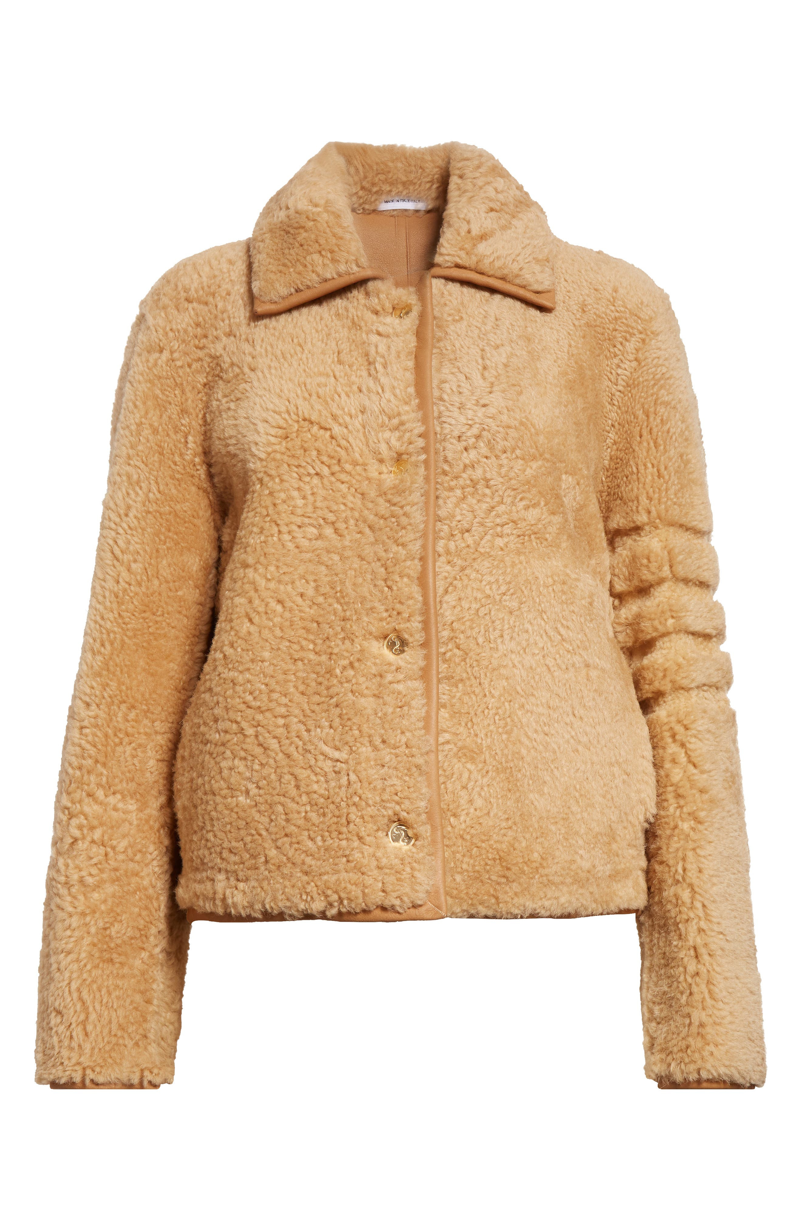 Thom Browne Genuine Shearling Jacket in Camel at Nordstrom - 7