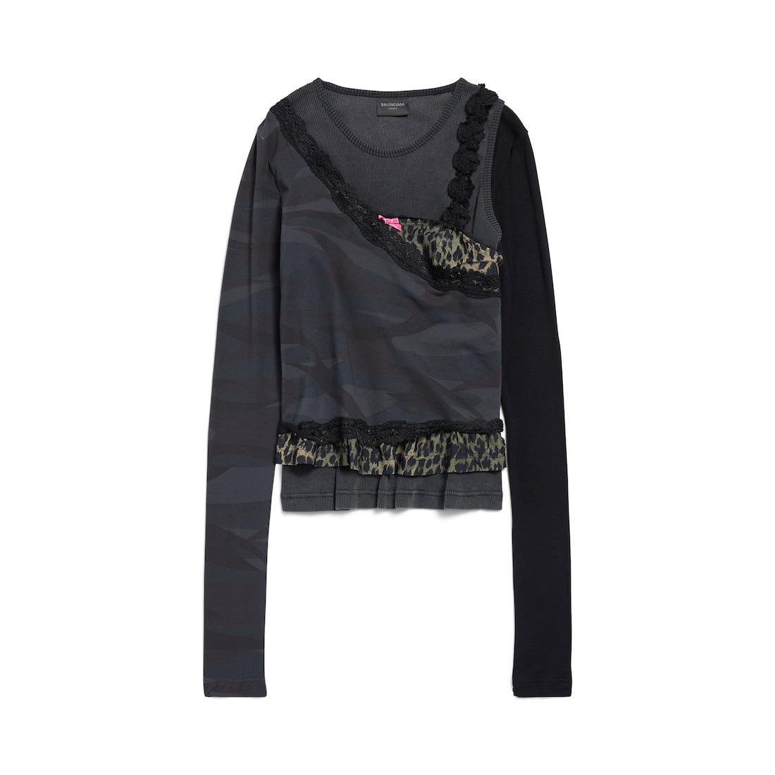 Women's Layered Asymmetric Top in Anthracite/black - 1