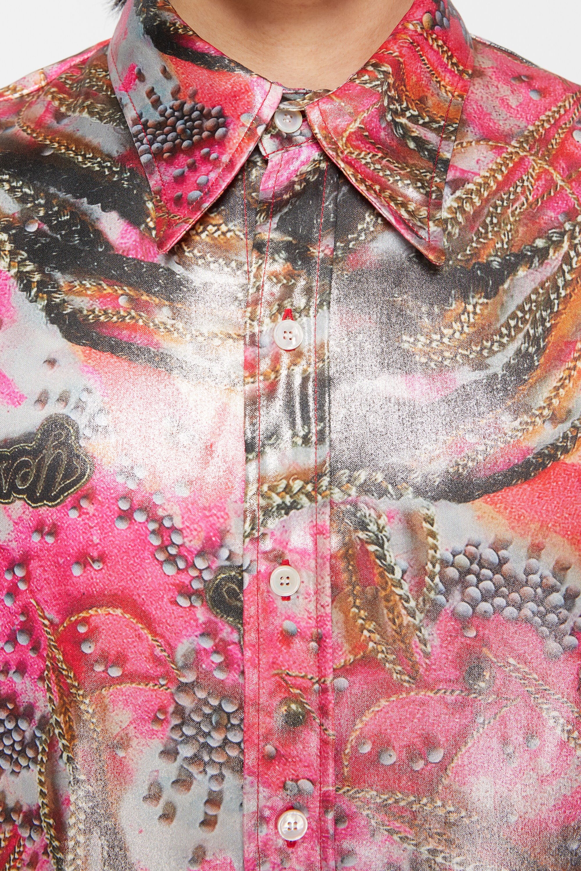 Button-up shirt foil print - Pink multicolor - 4