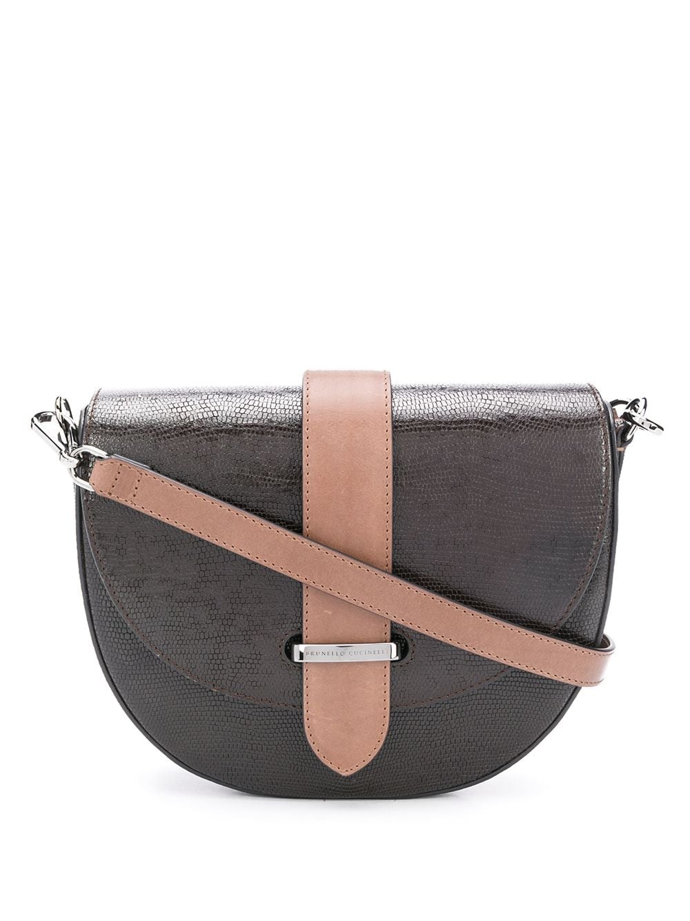 half moon metallic-effect crossbody bag - 1