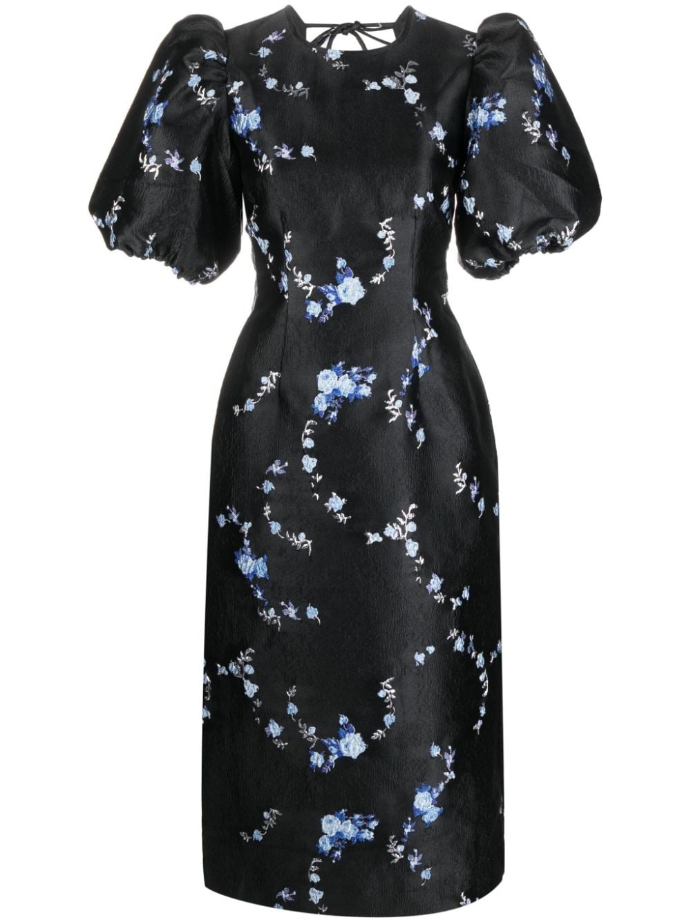 floral-jacquard midi dress - 1