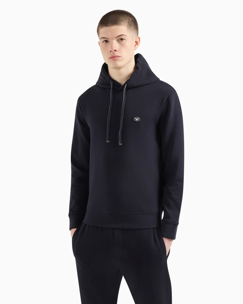 EMPORIO ARMANI Hooded sweatshirt with micro logo patch outlook
