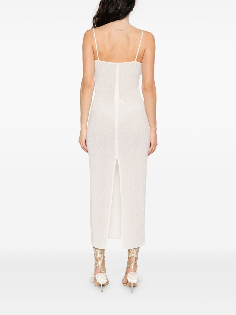 floral-appliqué midi dress - 4