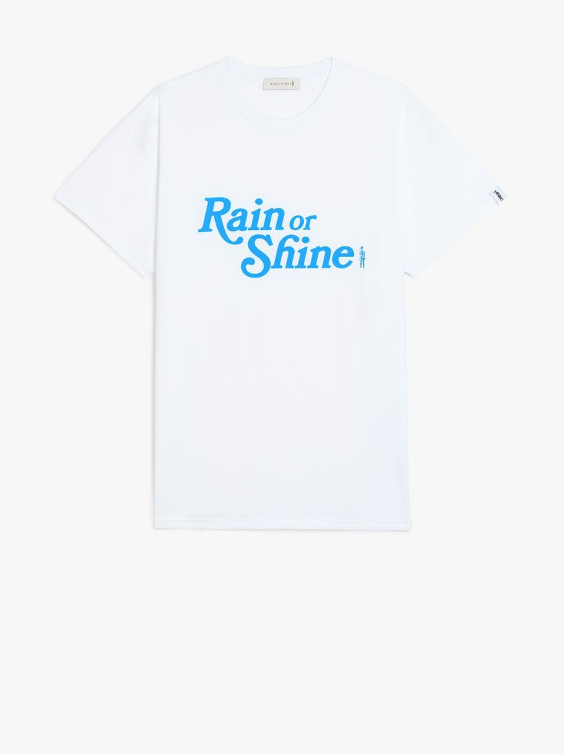 WHITE X BLUE COTTON RAIN OR SHINE T-SHIRT 1