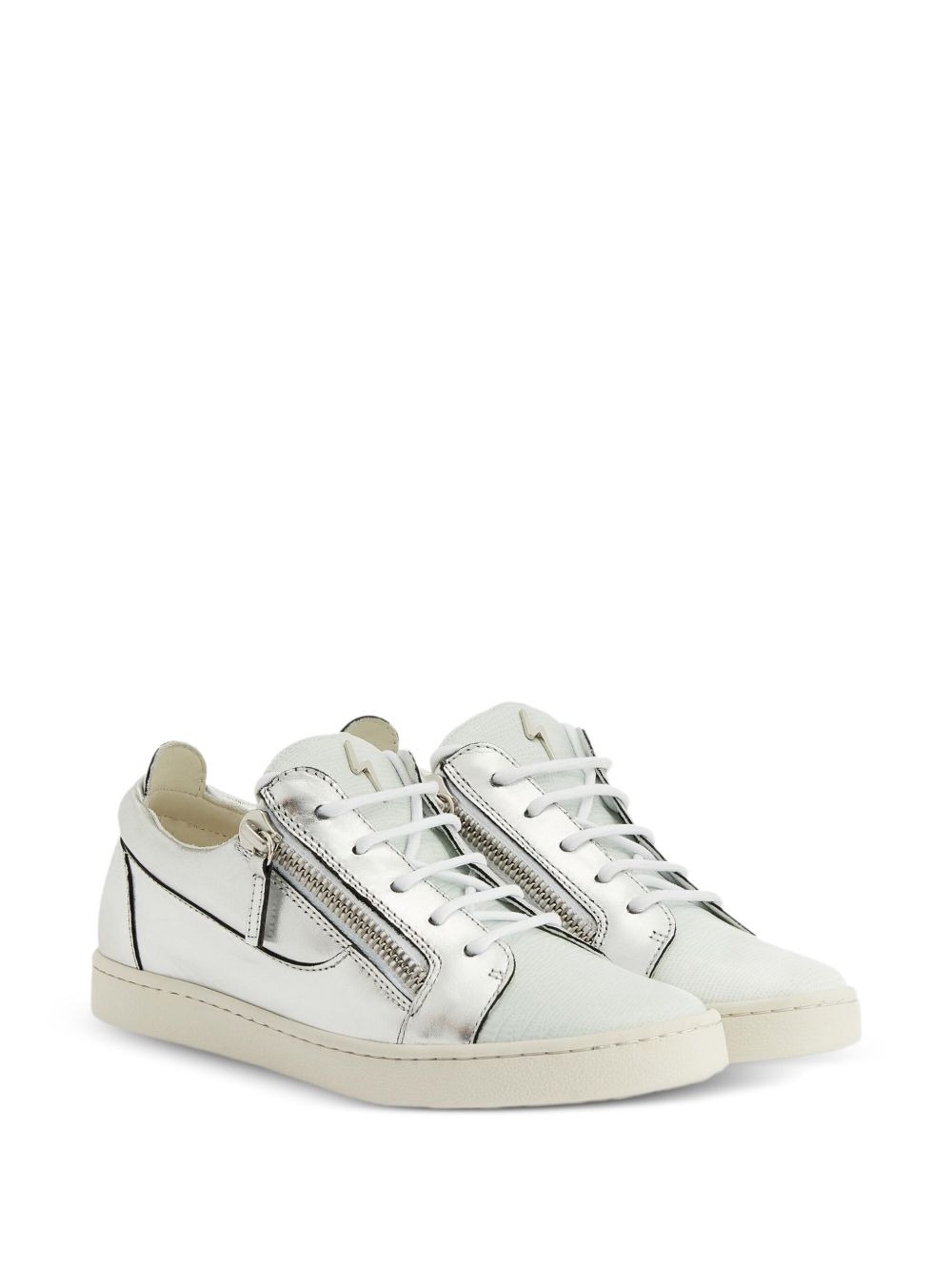 Nicki metallic leather zip-detail sneakers - 2