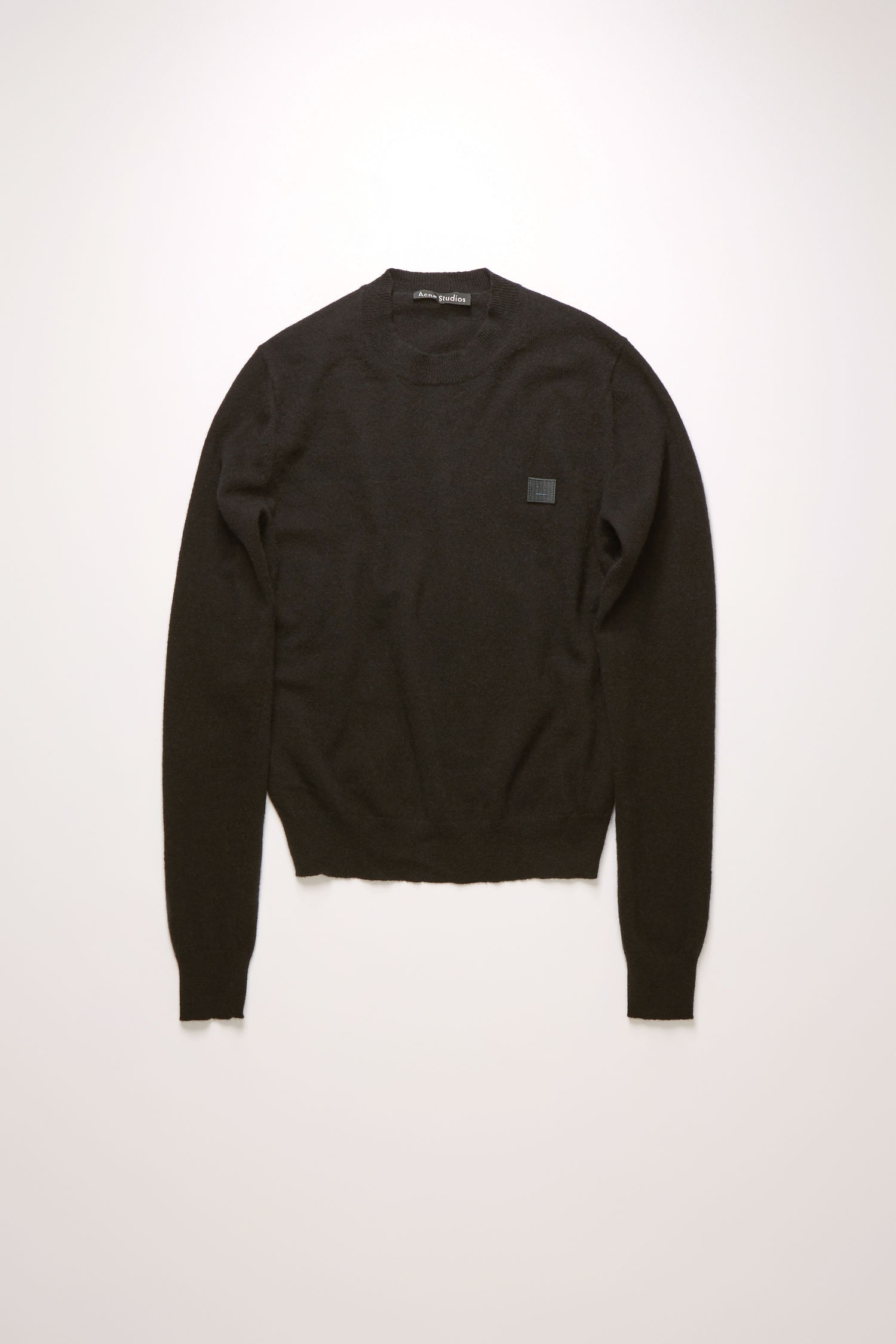 Wool crew neck sweater black - 1