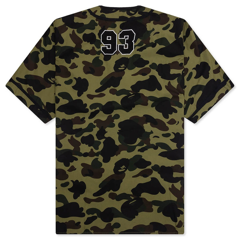 A BATHING APE® 1ST CAMO BASEBALL SHIRT - GREEN outlook
