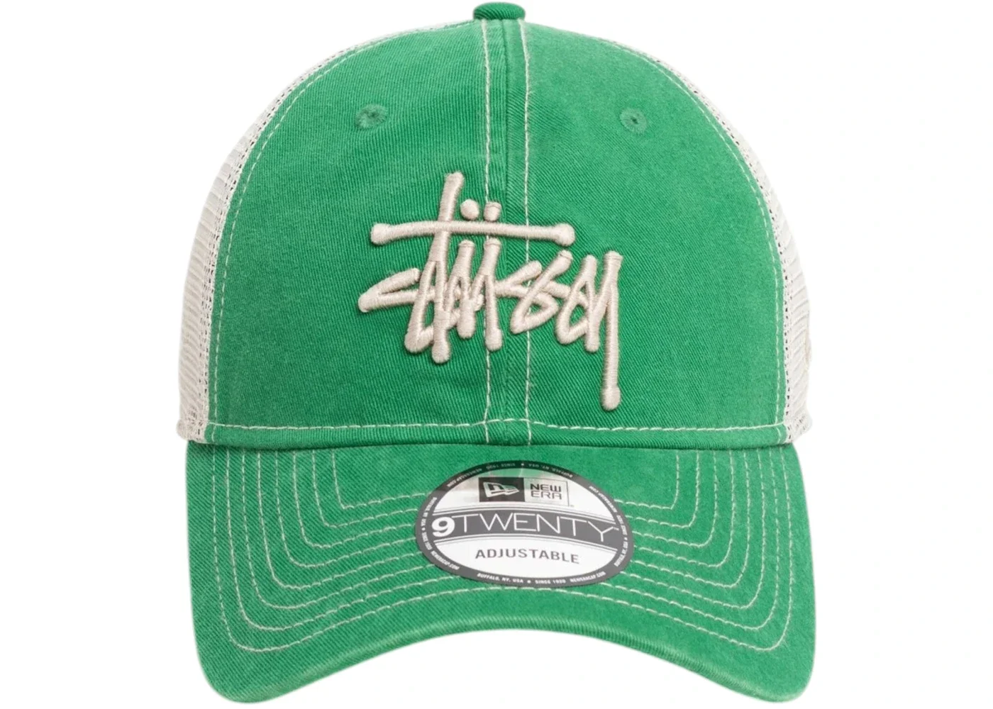 Stussy New Era 9Twenty Washed Basic Trucker Cap Green - 1