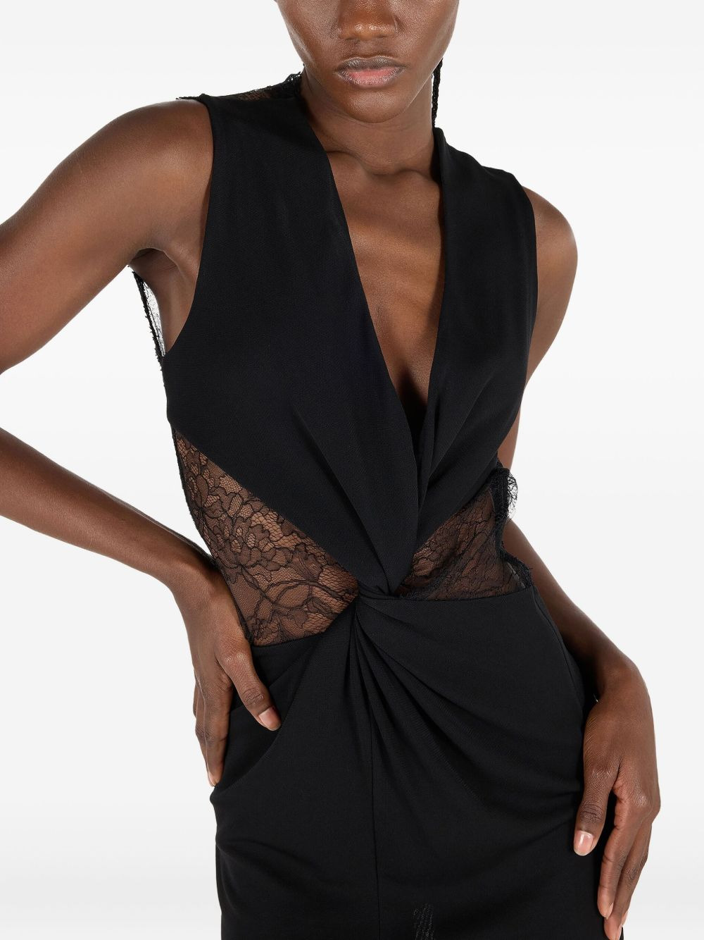 lace-insert mini dress - 5