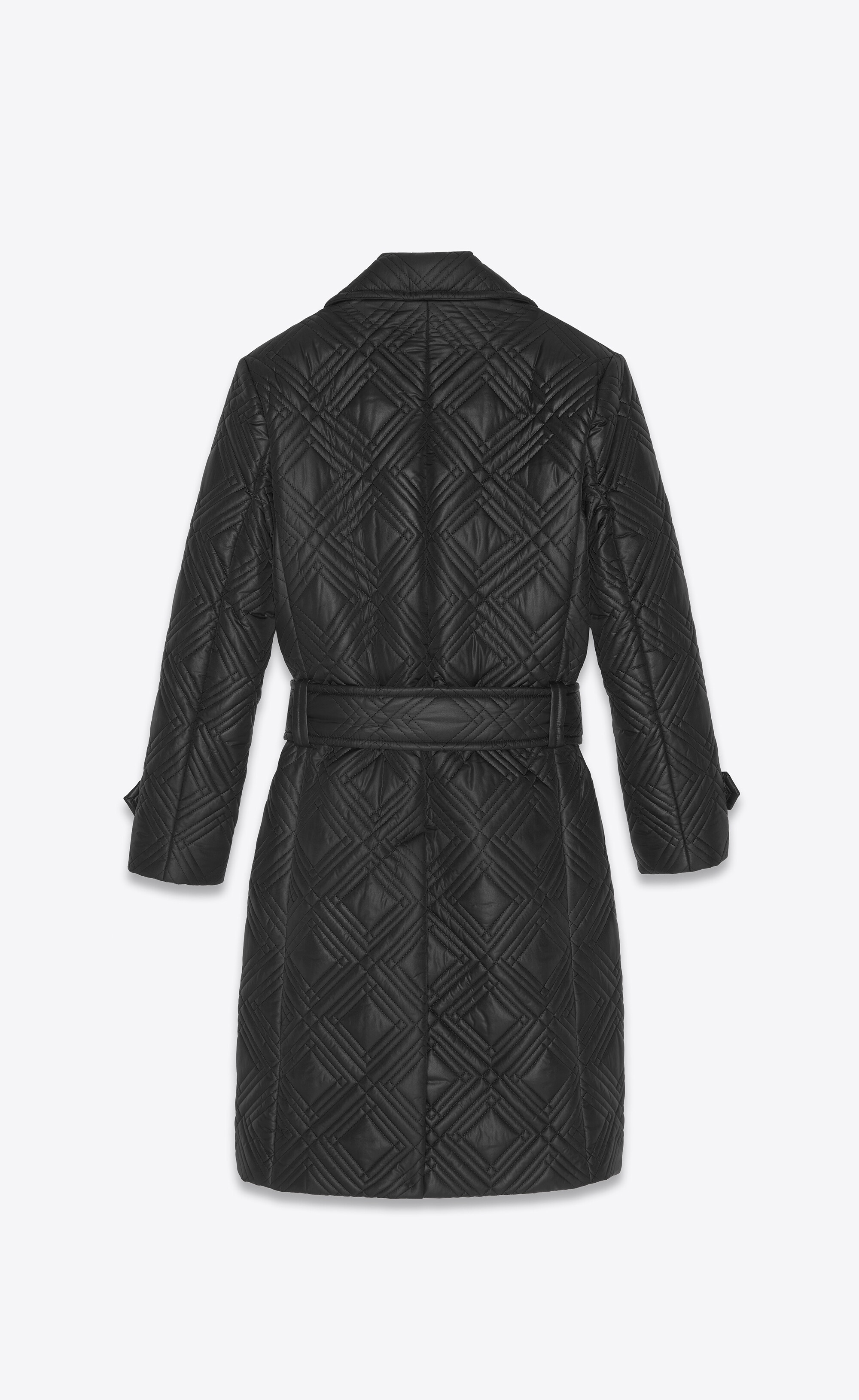 double-breasted belted robe jacket in quilted nylon - 3