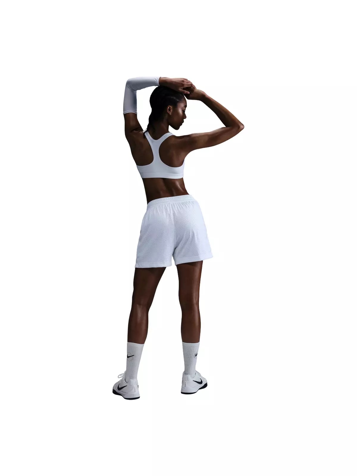 Women's Essential Dri-FIT Mesh Basketball Shorts-White - 4