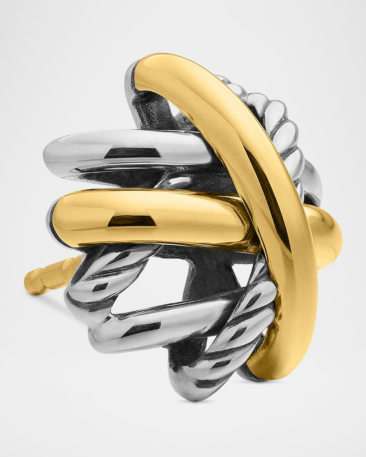 Crossover Stud Earrings in Silver with 18K Gold, 11mm - 4