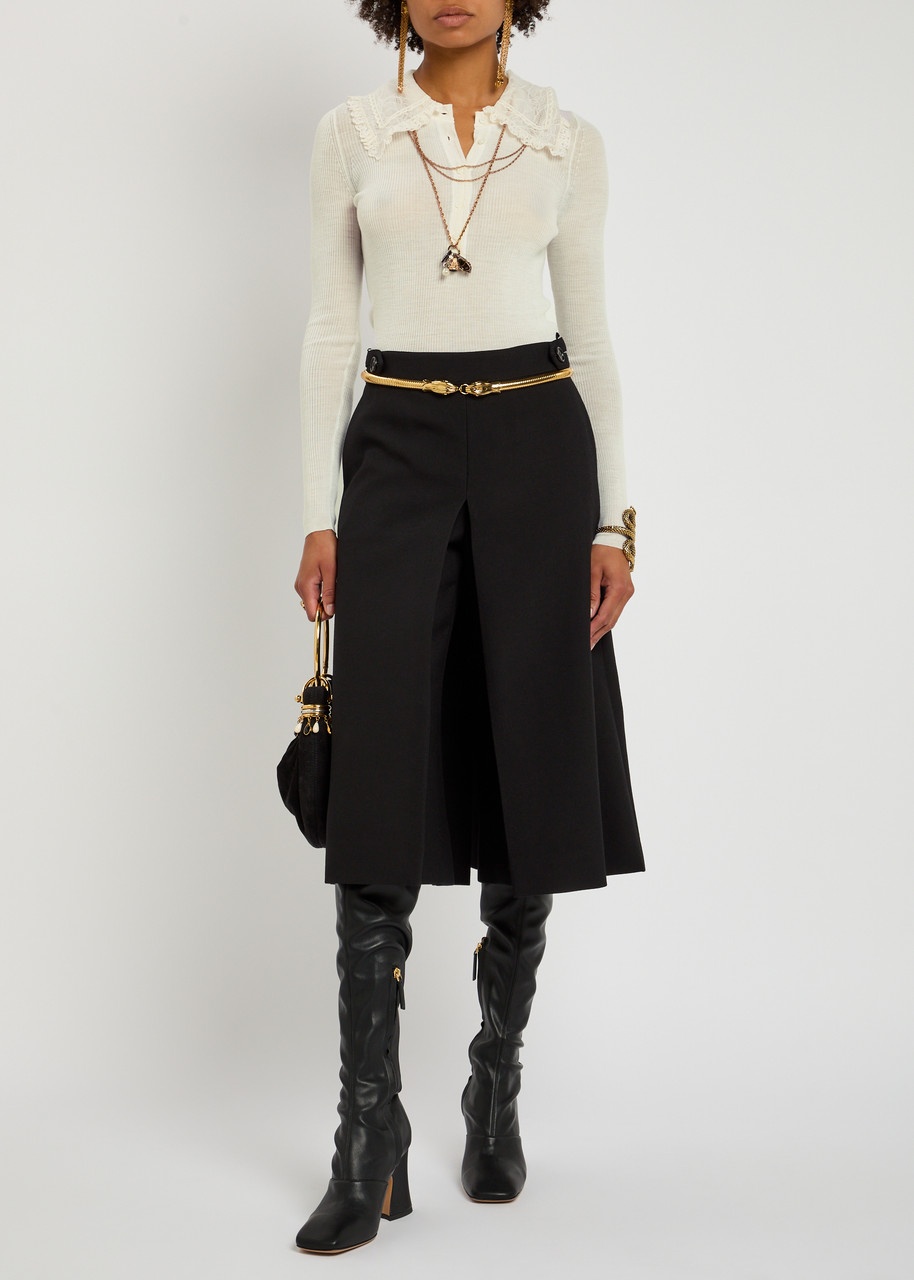 Chloe Ribbed Lace-trimmed Wool top - 4