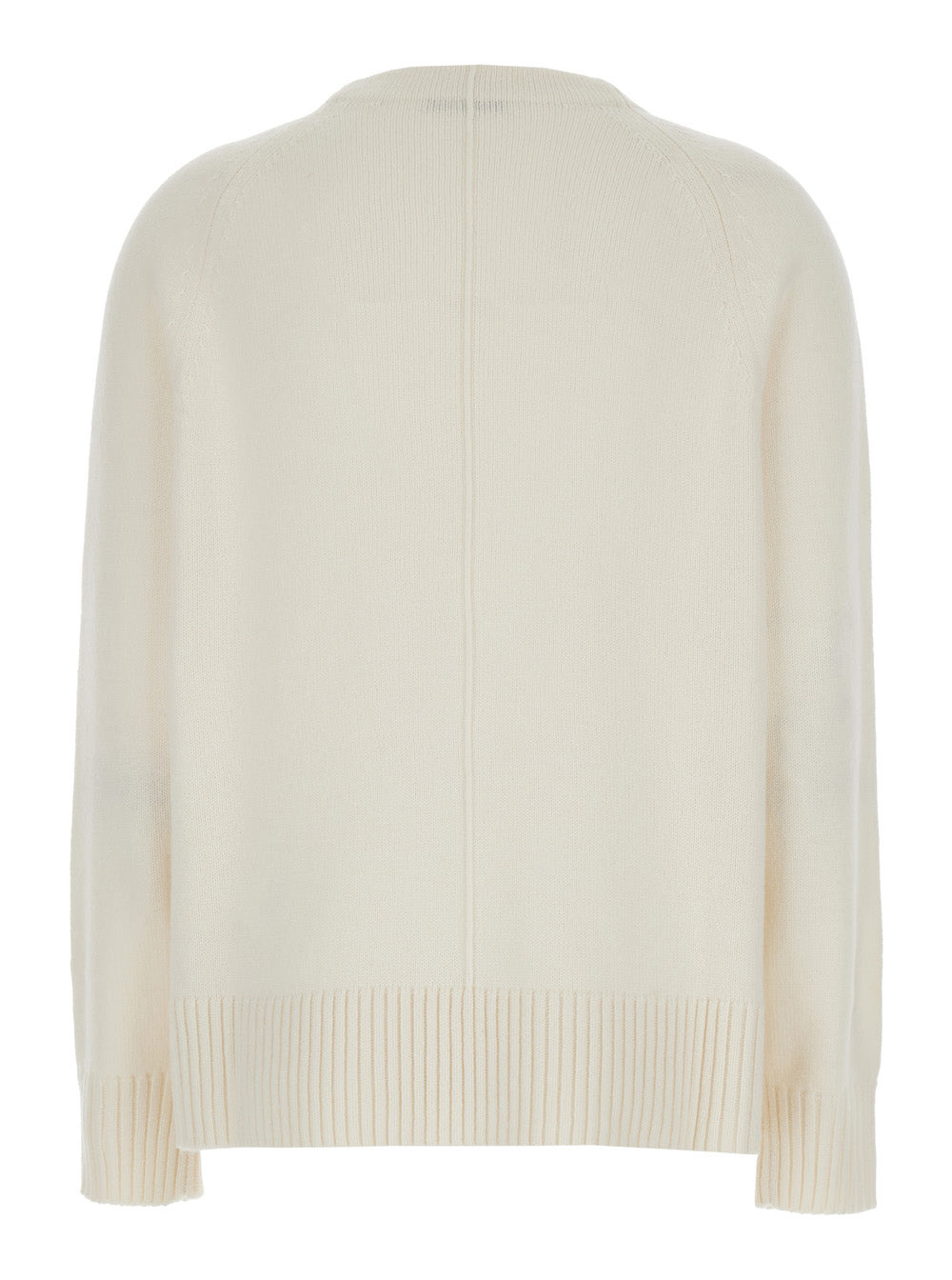 Max Mara Women 'Toldim' White Crewneck Sweater With Middle Stitch Detail In Cashmere Woman - 2