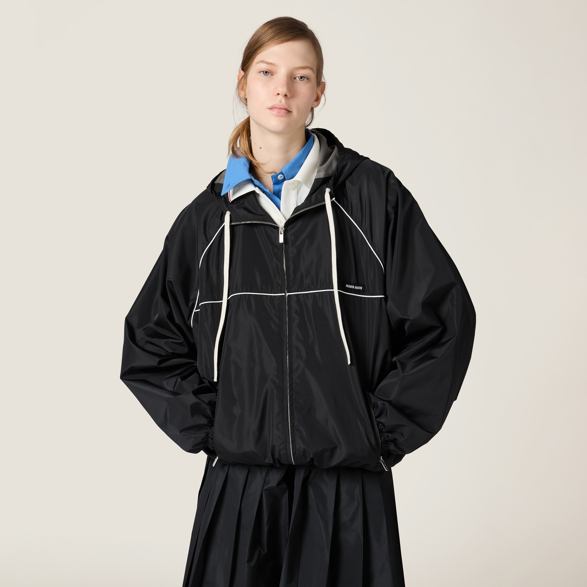 Technical silk zipper blouson jacket - 4