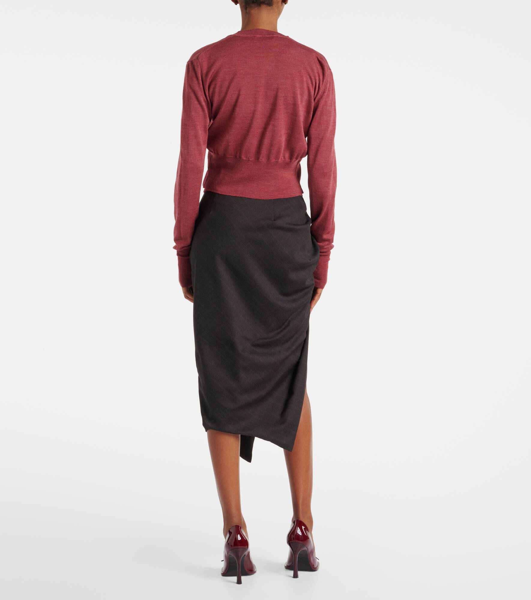 Bea cropped wool and silk cardigan - 3