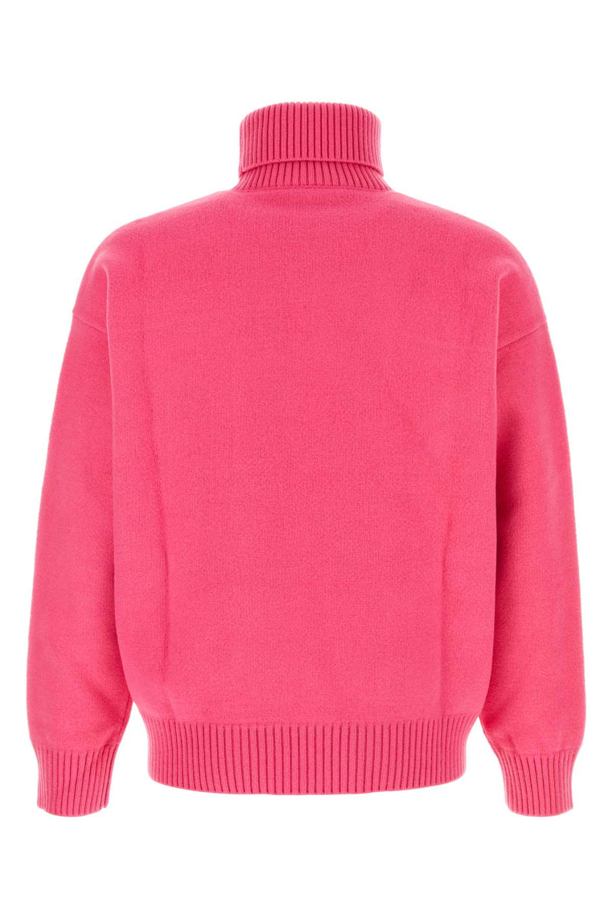 Gucci Men Dark Pink Stretch Wool Blend Sweater - 2