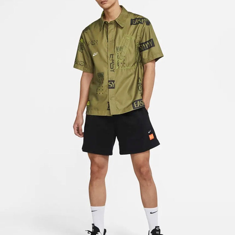 Nike Alphabet Pattern cashew Short Sleeve Shirt Green DO4024-378 - 3