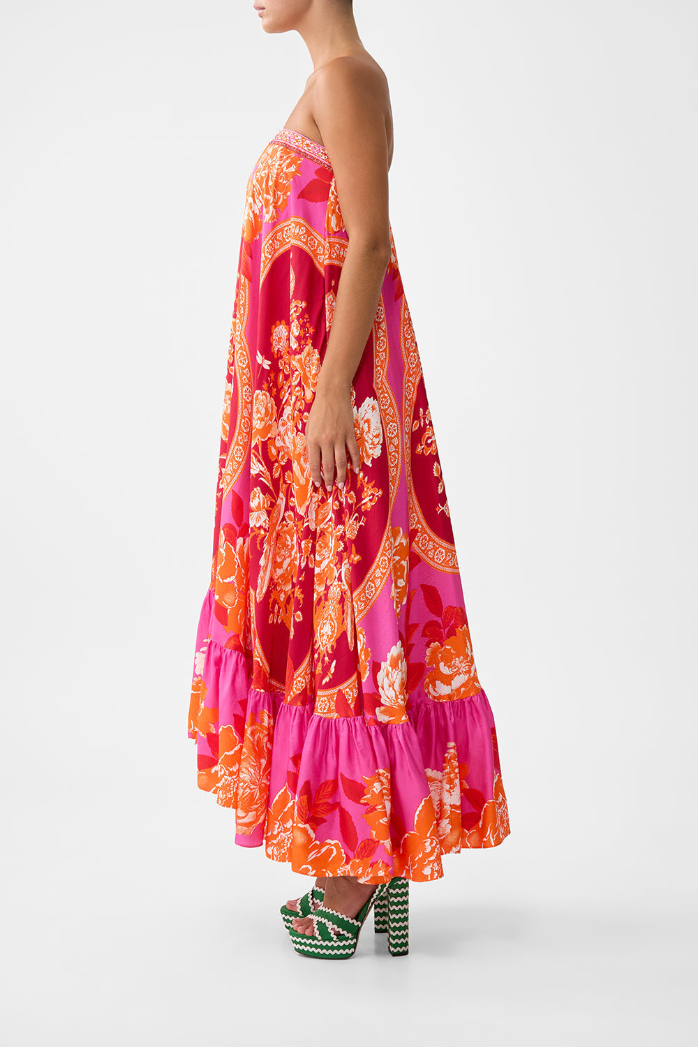 STRAPLESS MAXI WITH RUFFLE HEM - 4