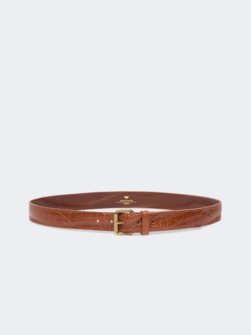 FUNALE Croc print leather belt - TOBACCO 1
