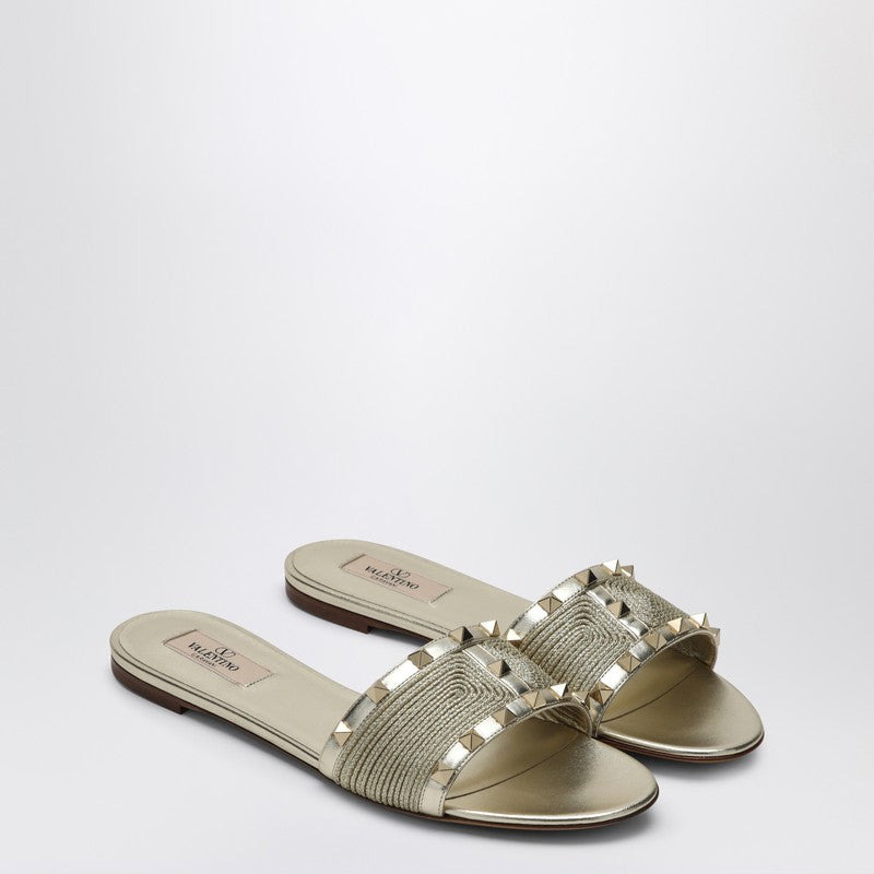 Valentino Garavani Roman Stud Sandals in Platinum Colour - 1