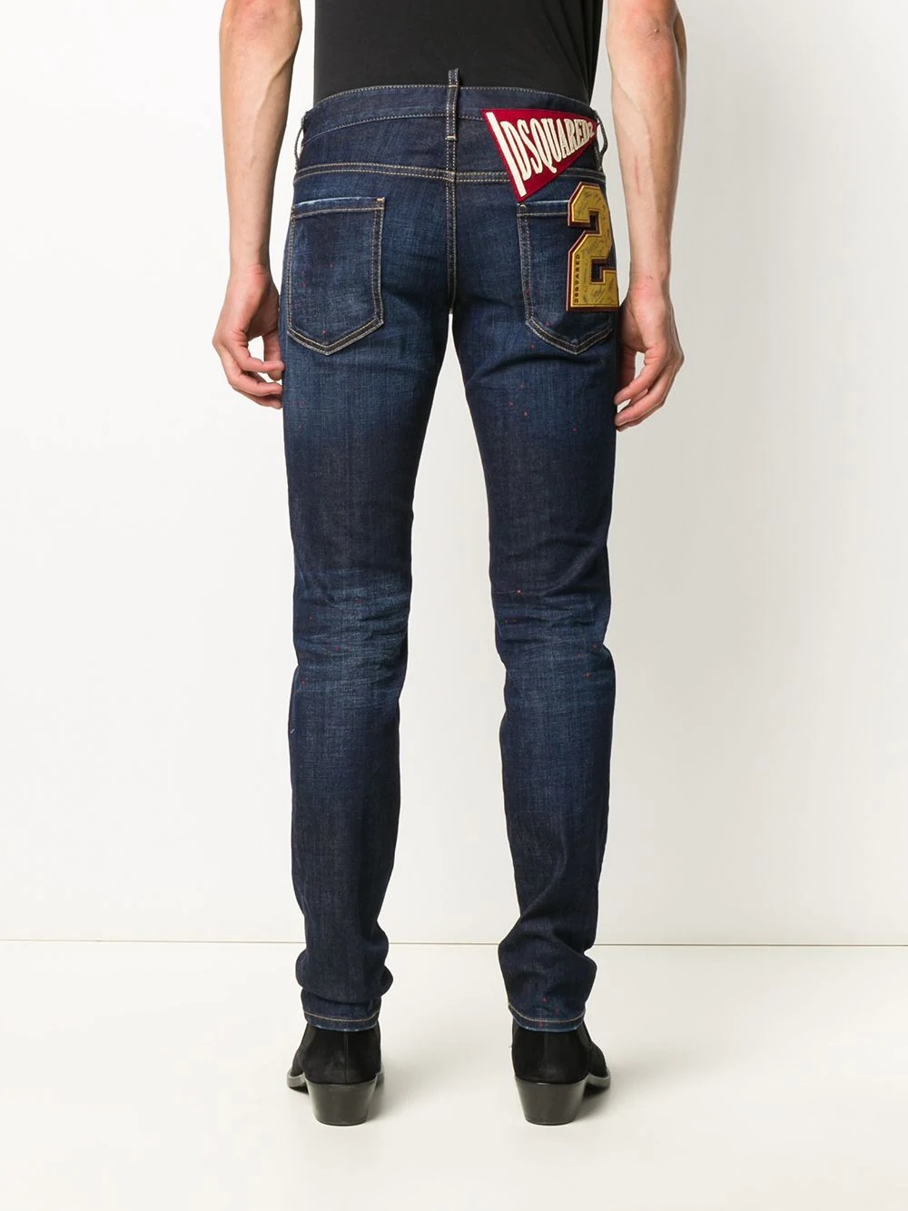 logo patch slim-fit jeans - 4