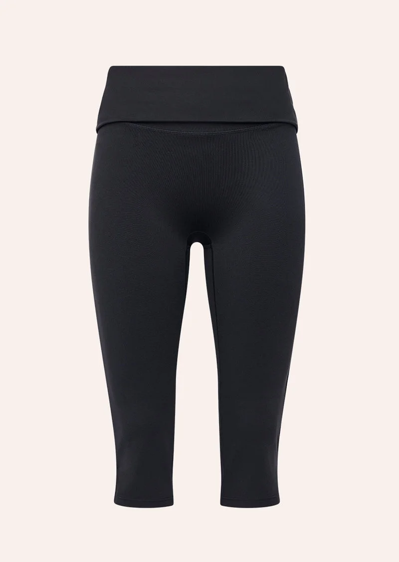 FOLD OVER 3/4 LENGTH LEGGING IN BLACK - 1