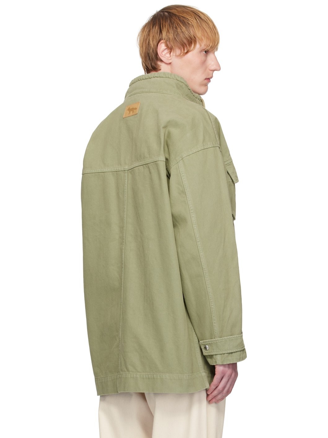 Green Cotton Denim Parka - 3