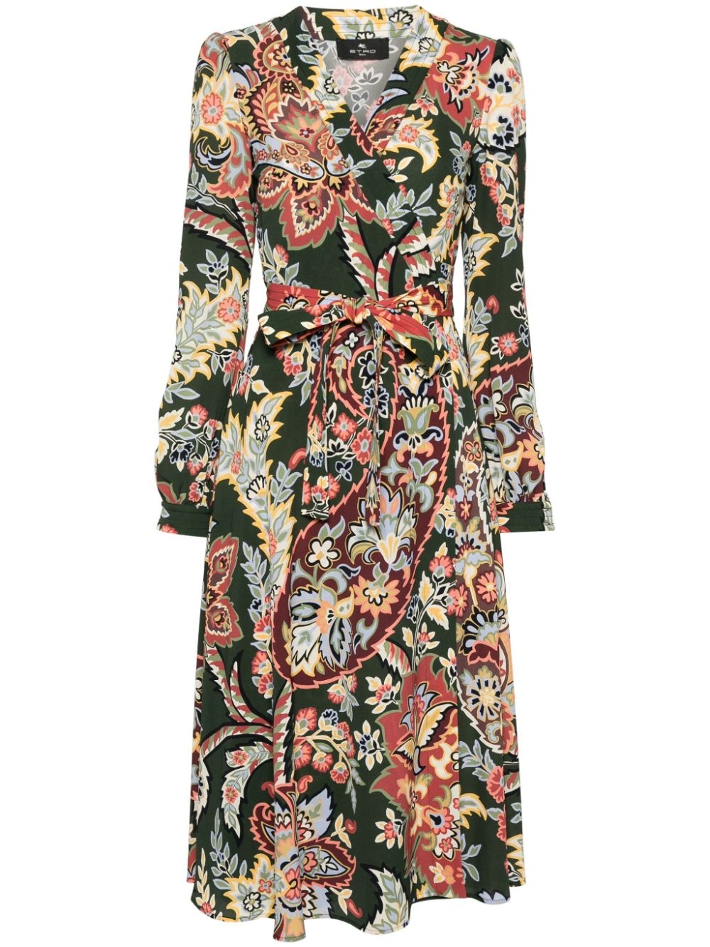 floral crepe wrap midi dress - 1