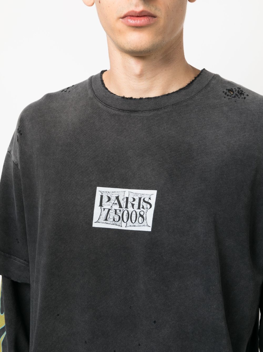 logo-print double-layer T-shirt - 5