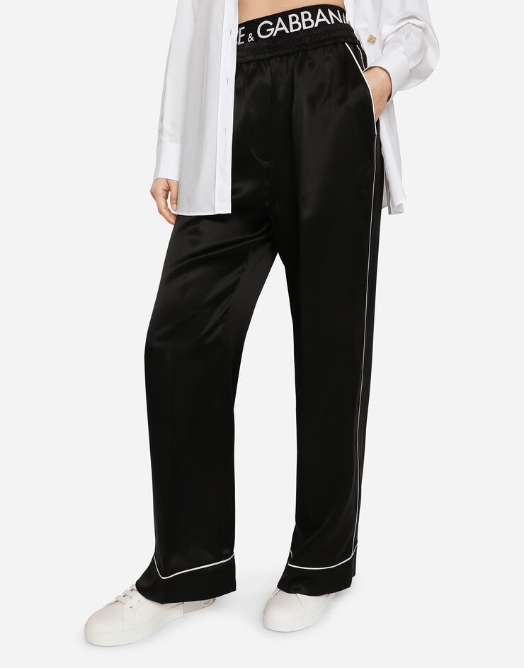 Satin pajama pants with piping - 4