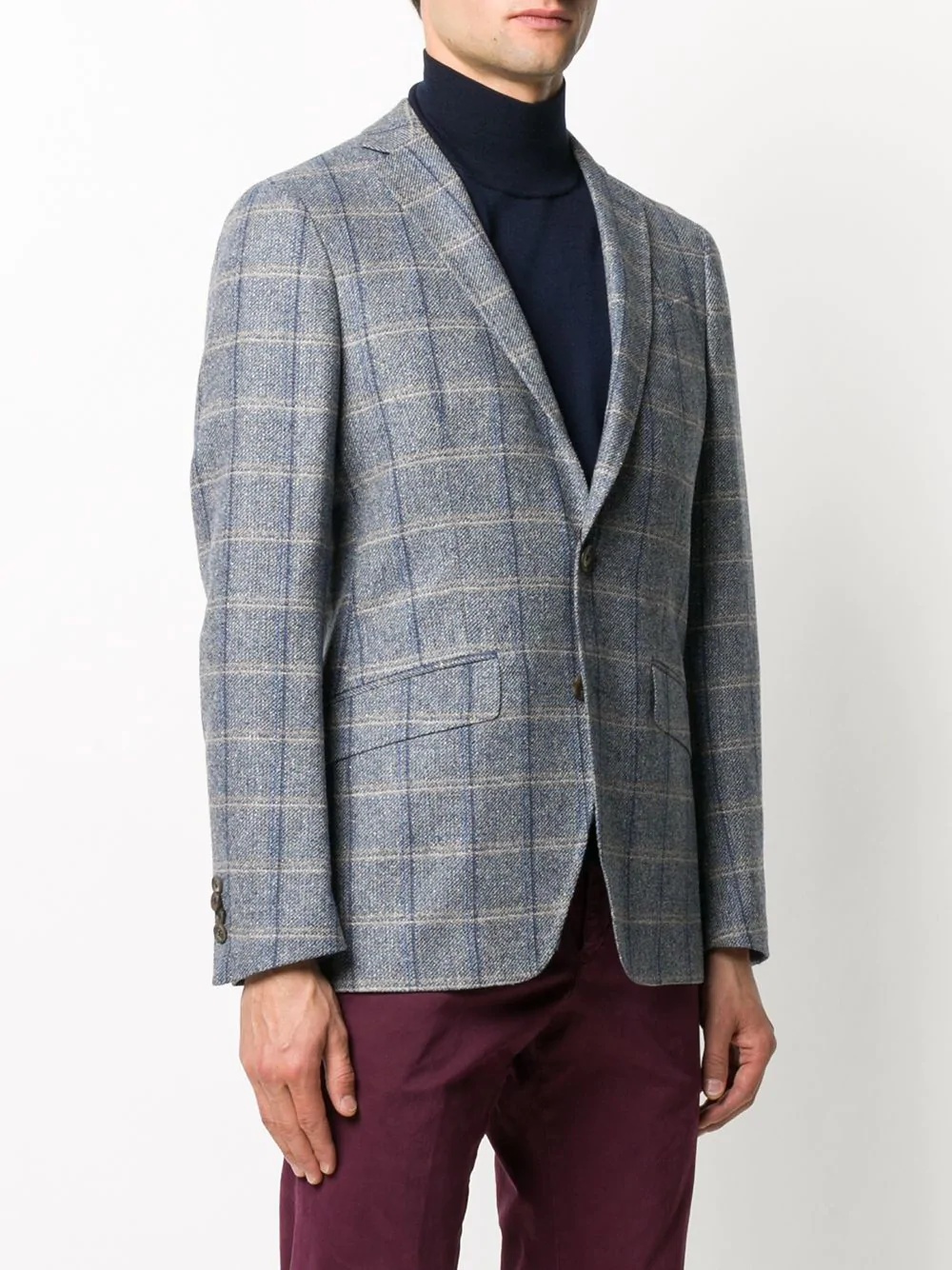 check print wool-blend blazer - 3