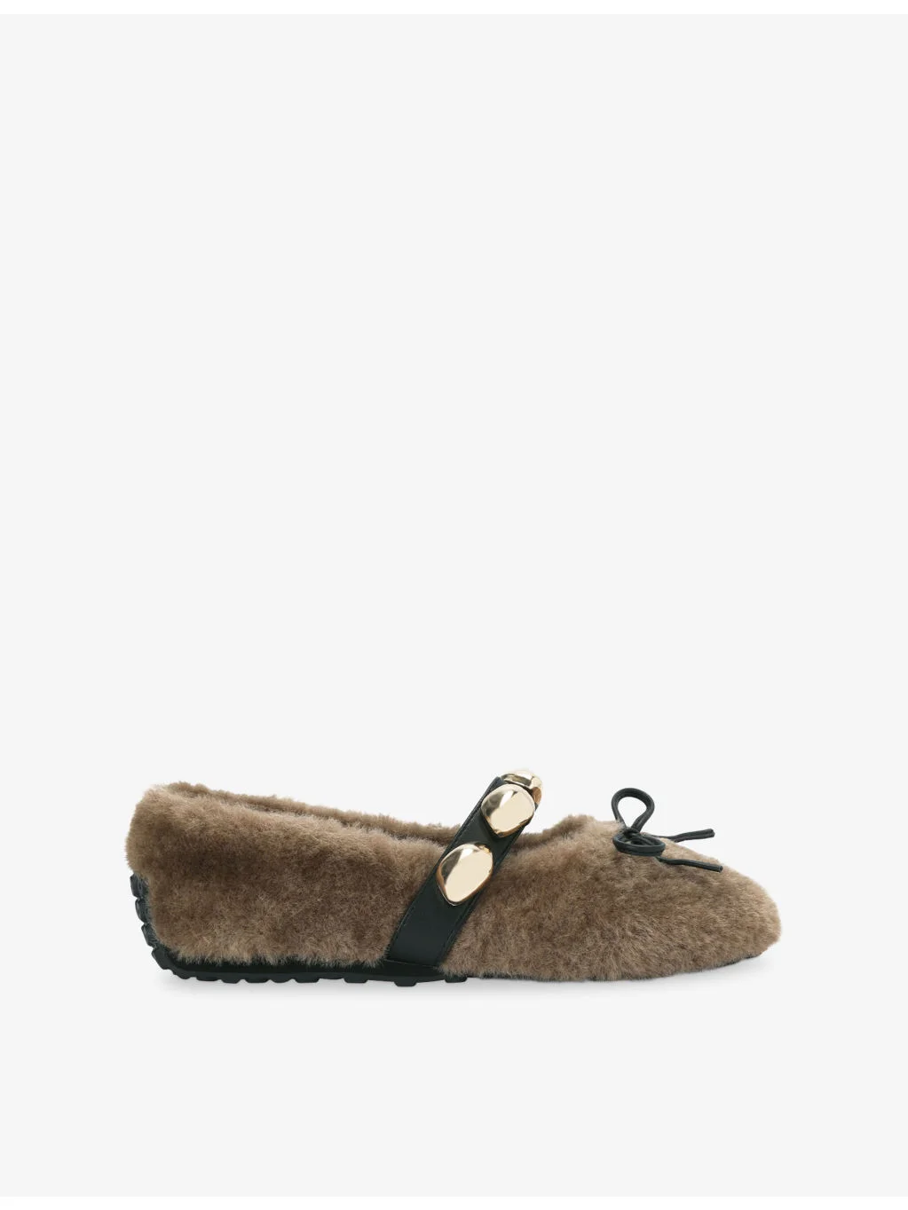 Toasted Faux-Fur Ballet Flats - 1