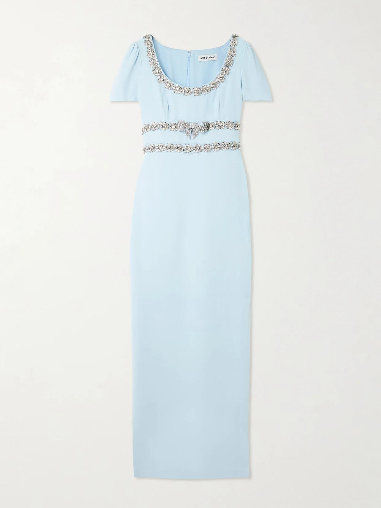 Bow-detailed Crystal-embellished Crepe Maxi Dress - 1