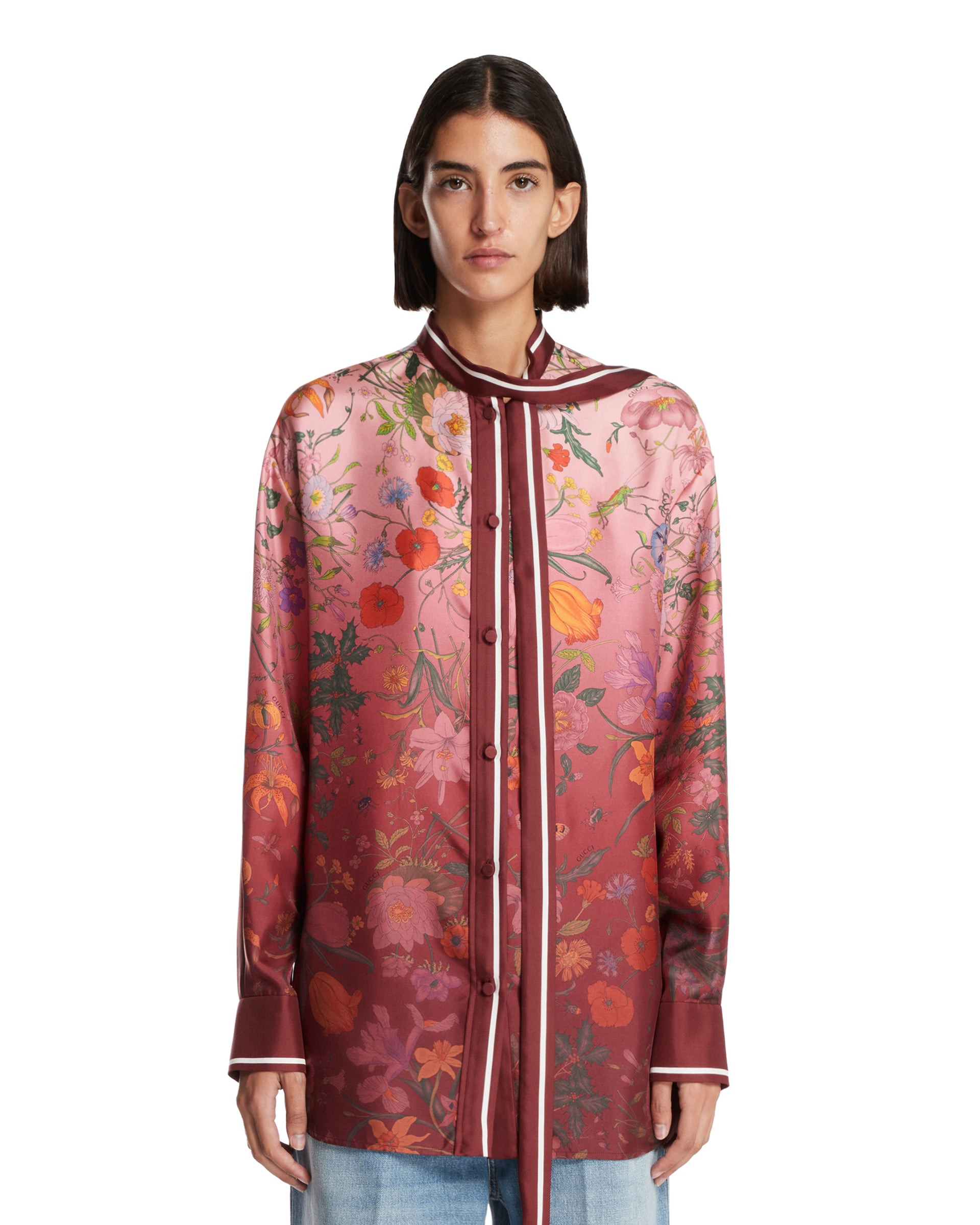 Pink Printed Silk Shirt - 1
