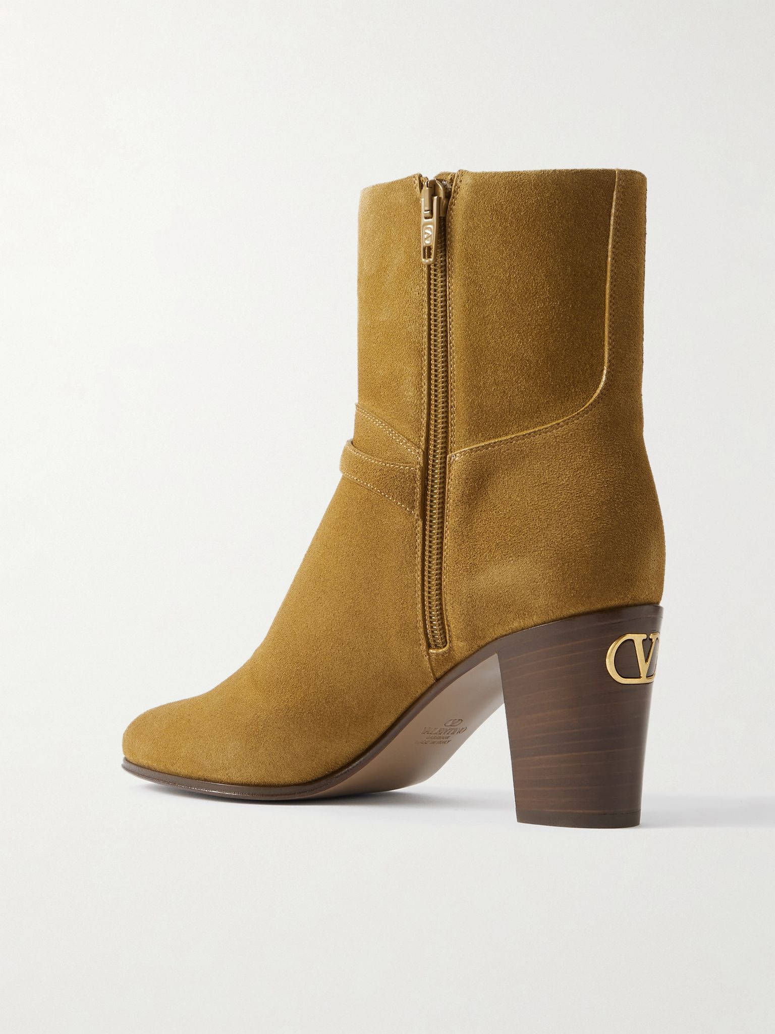 Pattie 75 buckle-embellished suede ankle boots Tan - 3