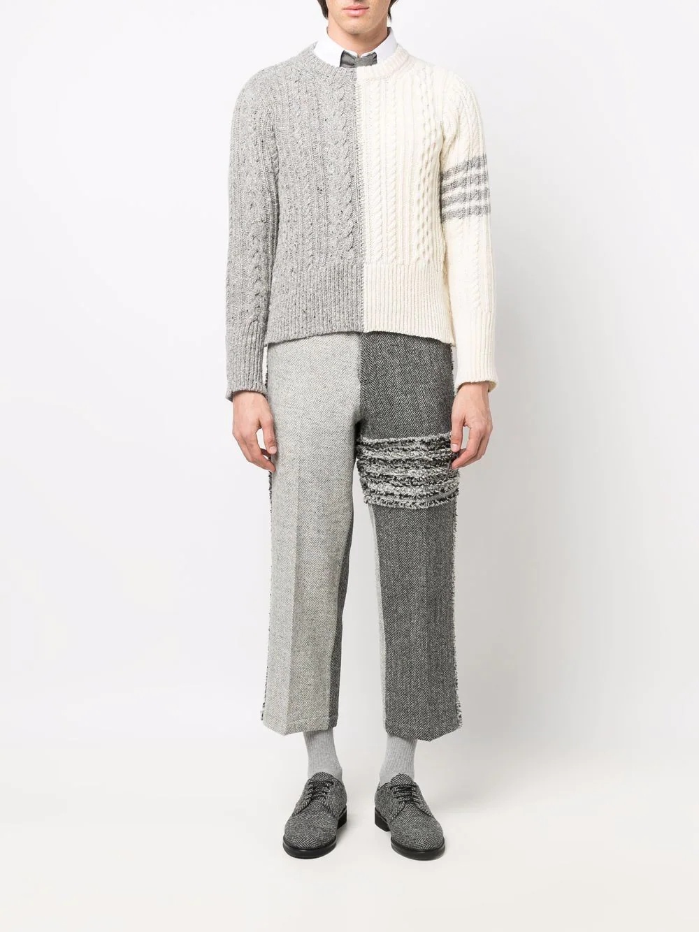 two-tone cable-knit jumper - 2