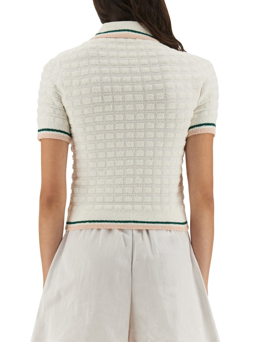 Casablanca Women Cotton Bouclé Polo Shirt - 3