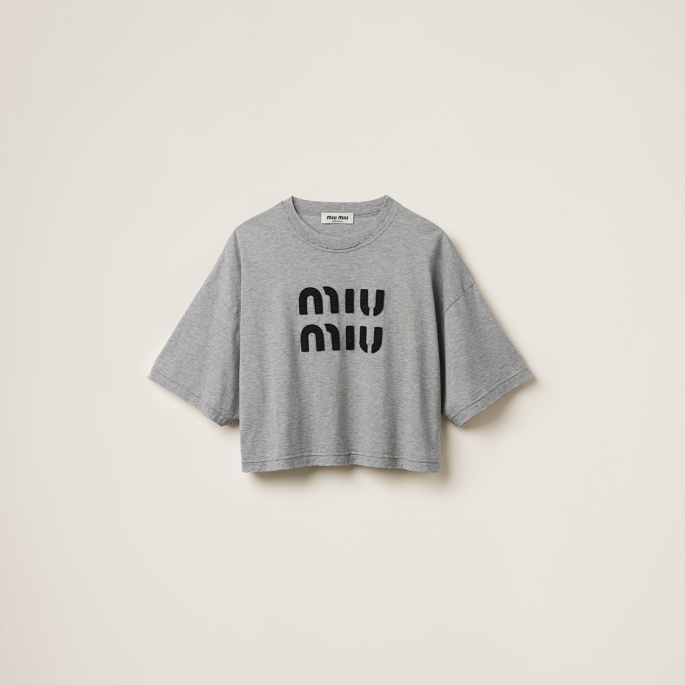 Miu Miu Cotton T-shirt with embroidered logo | REVERSIBLE