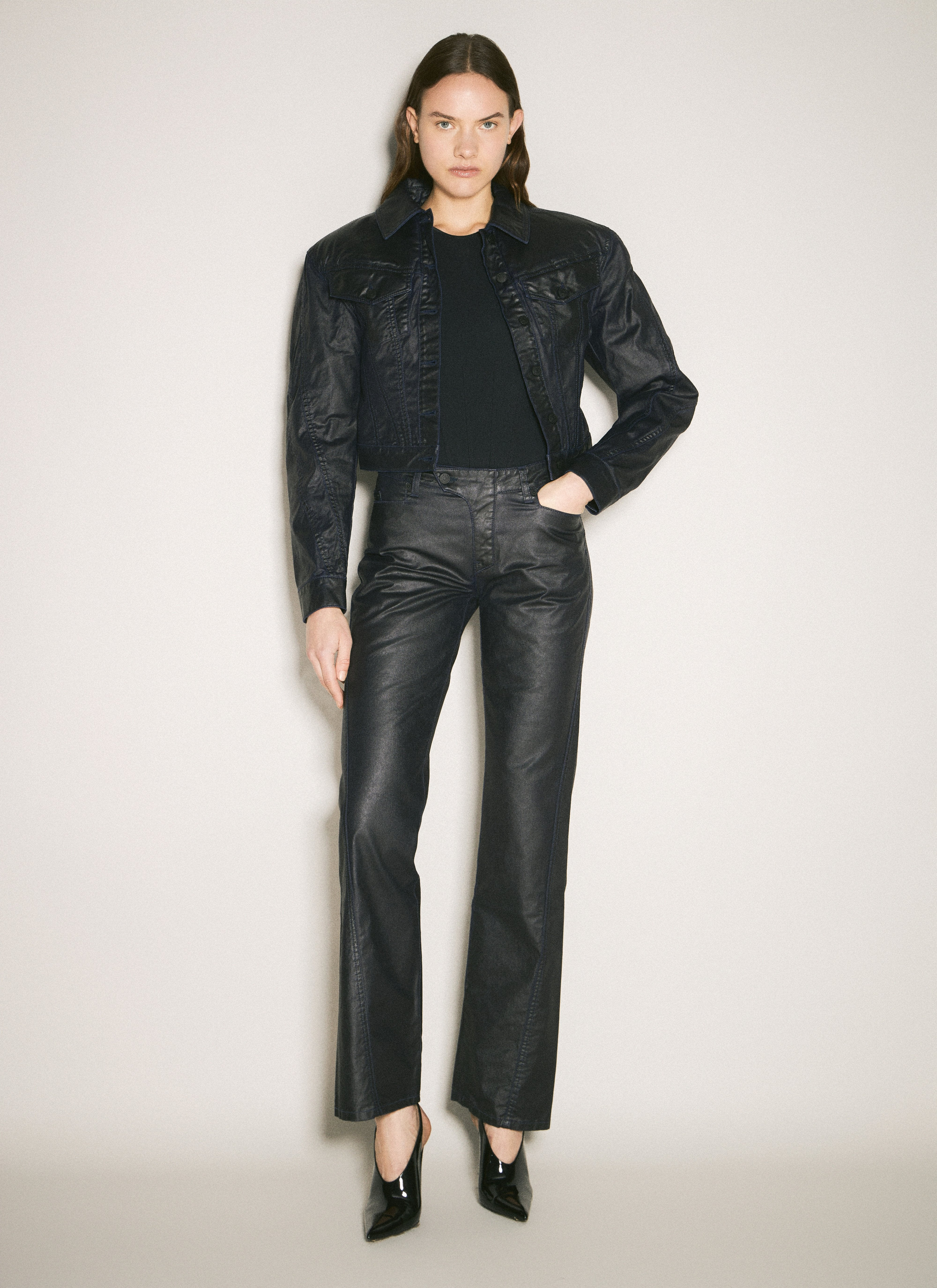Mugler Women Waxed Straight Leg Pants - 2